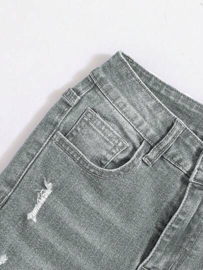 SHEIN سراويل جينز دنيم كاجوال ممزقة لصبية المراهقين