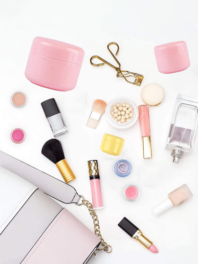 5/10 قطعة زجاجات قابلة لإعادة التعبئة بلاستيكية فارغة برطمان مكياج وجه الوجه كريم لوشن حاوية مستحضرات التجميل، حاوية قناع قابلة لإعادة الاستخدام، وعاء مستحضرات تجميل وردي محكم الإغلاق للمنزل والغرفة والحمام والديكور والأغراض السفر