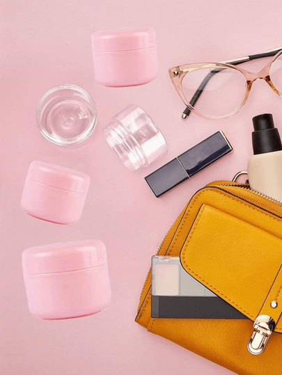 5/10 قطعة زجاجات قابلة لإعادة التعبئة بلاستيكية فارغة برطمان مكياج وجه الوجه كريم لوشن حاوية مستحضرات التجميل، حاوية قناع قابلة لإعادة الاستخدام، وعاء مستحضرات تجميل وردي محكم الإغلاق للمنزل والغرفة والحمام والديكور والأغراض السفر