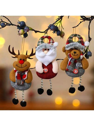4 قطع معلقة بشكل كريسماسي على الحائط، رجل الثلج، سانتا كلوس، ديكور شجرة ، بندانة سيارة أو حقيبة ظهر، هدايا عيد ميلاد للأطفال