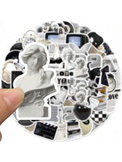 61 ملصقة أسود وأبيض للأسلوب الجمالي Y2K ، ملصقات أسود ، ملصقات غرينج ، ملصقات صغيرة ، طقم ملصقات جمالي ، ملصقات فينيل مضادة للماء بطراز رجعي وقديم لأجهزة الكمبيوتر اللوحي والهاتف والسيارة والزلاجة والقوارير المائية والتجليد والحاسب والأدوات المدرسية والعو