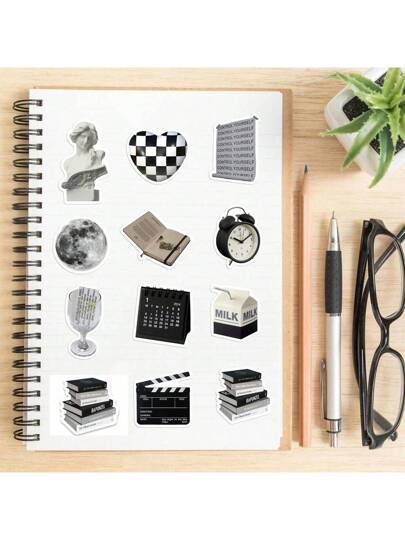 61 ملصقة أسود وأبيض للأسلوب الجمالي Y2K ، ملصقات أسود ، ملصقات غرينج ، ملصقات صغيرة ، طقم ملصقات جمالي ، ملصقات فينيل مضادة للماء بطراز رجعي وقديم لأجهزة الكمبيوتر اللوحي والهاتف والسيارة والزلاجة والقوارير المائية والتجليد والحاسب والأدوات المدرسية والعو