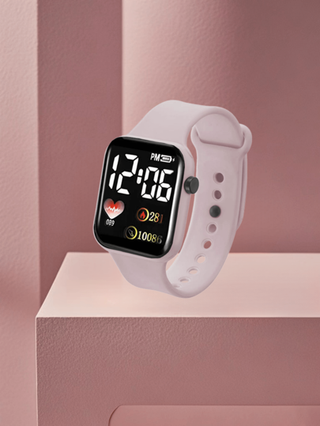 ساعة رياضية إلكترونية LED كاجوال TPU بتصميم قلب مناسبة للأطفال/الشباب والطلاب، مناسبة للاستخدام اليومي قطعة واحدة