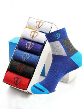 5 أزواج من الجوارب شبه الكاحل بنمط الحرف الكاجوال للرجال, للارتداء اليومي, بدون علبة