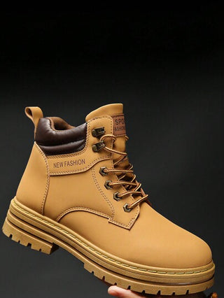 هوديز ملابس أنيقة مُنسقة, بوت جزم رجالي عالي الكاحل, طراز جديد للربيع والخريف, بوت سويدية سوداء فرو, بوت جلدية كاجوال متوسطة القطع, بوت رجالية عصرية وصيحة