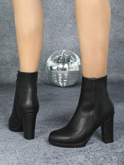 بوت كاحل أنيق المظهر للنساء ذو كعب سميك ومنصة ضخمة لموسم الخريف والشتاء 2024 ، الإصدار الكوري، مقاوم للماء ومتعدد الوظائف