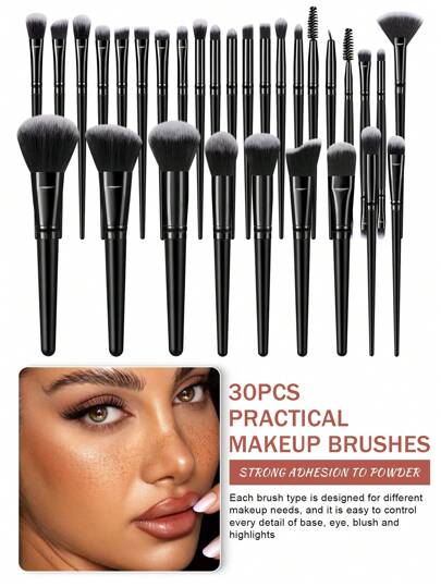 مجموعة أدوات مكياج تشمل:30 قطعة من فرش المكياج وتشمل فرشاة البودرة, فرشاة التبريز, فرشاة ظل الأنف, فرشاة التفاصيل, فرشاة الخط الخارجي, فرشاة الرموش, فرشاة أساس المكياج, فرشاة الوجه, فرشاة الكونسيلر, مجموعة فرش ظلال العيون ,الرموش