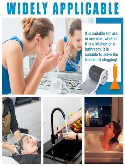 لفة قابلة للقطع 5م للصرف الصحي، ملصقات تصريف الأرضية اللاصقة ذاتيًا، للصافي المنحل القابل للتخلص منه لمصفاة الحوض في الحمام