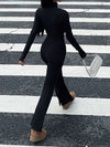SHEIN EZwear مجموعة الملابس الرياضية للنساء تشمل جاكيت أسود مزود بسحاب و بنطال ضيق بقدم واسعة
