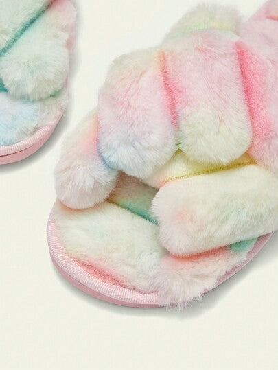 CUCCOO Quty أبيض وردي غامق وردي فاتح 🟤 بنطلون قطني دافئ ومريح , أحذية منزلية لفصل الخريف/الشتاء لأعياد السنة الجديدة