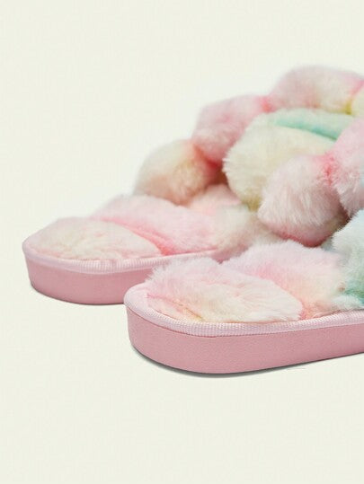 CUCCOO Quty أبيض وردي غامق وردي فاتح 🟤 بنطلون قطني دافئ ومريح , أحذية منزلية لفصل الخريف/الشتاء لأعياد السنة الجديدة