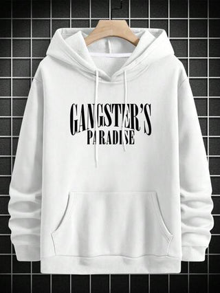 هودي طباعة شعار الرجال طراز شارع قديم قناع كامل، تصميم عنصر مافيا هودي الرجال