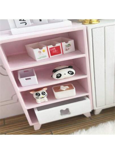 قطعة واحدة خزانة صغيرة متعددة الطبقات ، خزانة خشبية صغيرة ، نموذج أثاث بمقياس 1/12 ل-PB11 دمية منزل ، خزانة عرض صغيرة لديكور منزل الدمى