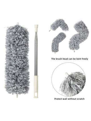 كنس بطول 100 بوصة (254.0 سم) مع عصا ممتدة ، رأس من ألياف دقيقة قابل للثني للتنظيف مراوح السقف وأثاث السقوف العالية