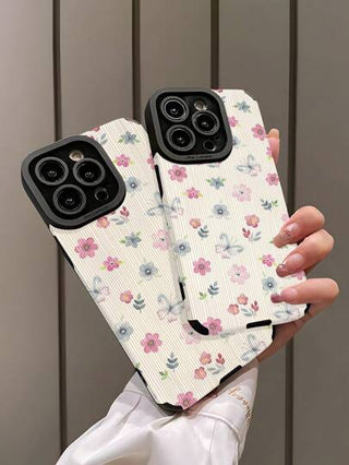 قطعة واحدة من الحالة الناعمة للهاتف مع طبعة فراشة زهرية طبيعية متوافقة مع iPhone و Samsung S15/S15 Plus/S15 Pro/S15 Pro Max