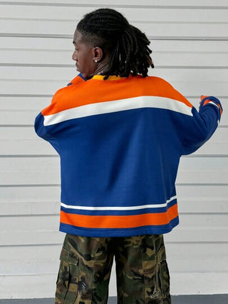 Manfinity RebelGame بلوفر رجالي بياقة مستديرة و أكمام طويلة مطبوع عليه حرف و ألوان متناقضة, بناطيل كاجوال بسيطة, هدايا للأصدقاء والأزواج والأحباء