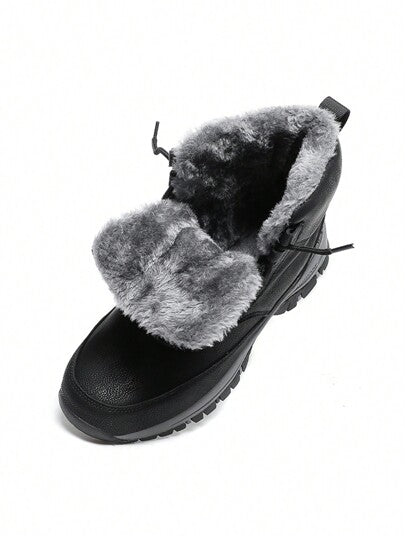 بوت ثلج شتوية دافئة للرجال مع بطانة حرارية مضادة للانزلاق ، بوت شتوية كبيرة الحجم ، بوت سير جبلي خارجية منتصفة الجزء العلوي مقاومة للماء ، بطانة وسادة ناعمة ، مناسبة للارتداء اليومي ، التنزه في الثلج ، التزلج