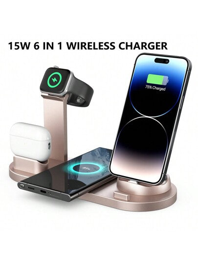 شاحن لاسلكي متعدد الأغراض بقوة 15 واط، متوافق مع الهاتف والسماعات والساعة الذكية ، متوافق مع هواتف من الإصدار 16 إلى 11 بما في ذلك الإصدارات المختلفة والبلس والبرو والمصغرة، متوافق مع و ، مناسب للمكتب والمنزل والسكن الجامعي