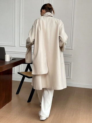 Frenchy معطف كاجوال نسائي بأوشحة ملحقة، للخريف/الشتاء، قطعتان، معطف كاسول نسائي بأزرار ذو جيوب أمامية محززة، طويل الأكمام دافئ للخريف والشتاء، مناسب للترفيه والمناسبات الرسمية والأنيقة، أنيق وجذاب