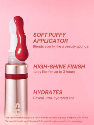 SHEGLAM ملمع شفاه Pout Pillow Cushion من Ko-أحمر شفاه سائل مرطب بلمسة نهائية لامعة مع طرف إسفنجي لتطبيق ملمع شفاه مرطب غير لاصق ملمع شفاه أرجواني عيد الأب التخرج عيد الميلاد العطلة الربيع الصيف Y2K فاخر أزياء مكياج مستحضرات التجميل حفل شاطئ سفر...