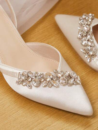 CUCCOO HITCHD صنادل كعب عالي مرصعة بالكريستال والراين، بلون الخوخ والبشرة، من قماش الساتان والكعب الإبره، مناسبة لحفلات الأعياد والزفاف للنساء، موضة ربيع وصيف