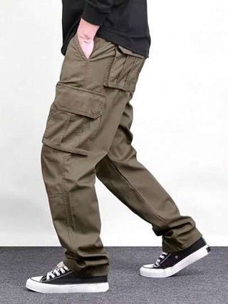 Manfinity Homme بنطلون كاجوال رجالي ذو لون أحادي مستقيم الساق فضفاض