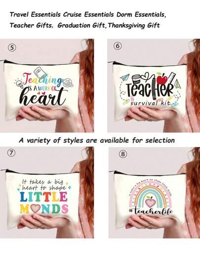 حقيبة مستحضرات تجميل قماشية مطبوع عليها حرف نمط بتصميم حرفي ملون ومضحك، حقيبة سفر صغيرة لحمل مستحضرات التجميل، حقيبة تنظيم مستحضرات التجميل، حقيبة تخزين مستحضرات التجميل، حقيبة أدوات الحمام للسكن الجامعي