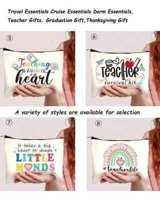 حقيبة مستحضرات تجميل قماشية مطبوع عليها حرف نمط بتصميم حرفي ملون ومضحك، حقيبة سفر صغيرة لحمل مستحضرات التجميل، حقيبة تنظيم مستحضرات التجميل، حقيبة تخزين مستحضرات التجميل، حقيبة أدوات الحمام للسكن الجامعي