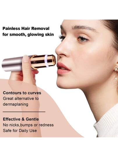 Conduroma جهاز إزالة الشعر الكهربائي للنساء, شفرة وجه خفيفة وخالية من الألم قابلة لإعادة الشحن لذقن الشعر الفوقي, الشفاه العلوية, الزغب مع إضاءة