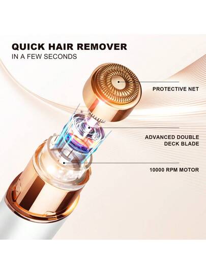 Conduroma جهاز إزالة الشعر الكهربائي لنساء، جهاز إزالة الشعر القابل لإعادة الشحن بدون ألم للذقن والشفة العلوية والفرو الخفيف مع إضاءة