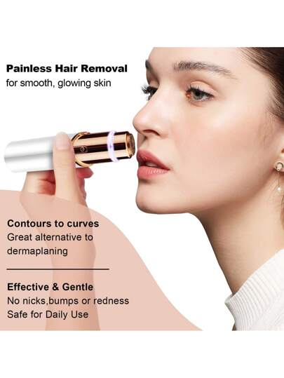 Conduroma جهاز إزالة الشعر الكهربائي لنساء، جهاز إزالة الشعر القابل لإعادة الشحن بدون ألم للذقن والشفة العلوية والفرو الخفيف مع إضاءة