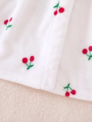 بيجاما روب بطباعة كرز حزام فانيلا بنت طفل