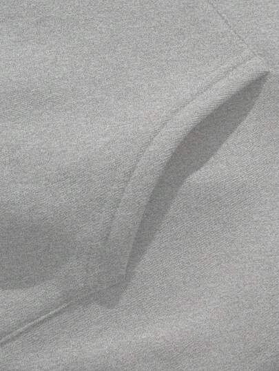 Manfinity Homme مقاس كبير هودي رياضي مطبوع بطباعة حرفية جيب كنغر مقنع للرجال، موسم الربيع والخريف