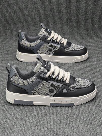 (مقاسات صغيرة) حذاء رياضي صبياني كاجوال (للتزلج) جديد مطبوع برسومات العشوائية الغرافيتي، خفيف الوزن مريح بسُمك الحبال للطالب،أحذية رياضية بطراز كلية