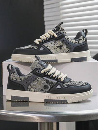 (مقاسات صغيرة) حذاء رياضي صبياني كاجوال (للتزلج) جديد مطبوع برسومات العشوائية الغرافيتي، خفيف الوزن مريح بسُمك الحبال للطالب،أحذية رياضية بطراز كلية