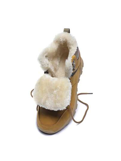 بوت ثلج شتوية للرجال - بطانة من الفرو، مقاومة للماء، دافئة للاستخدام الخارجي ومقاومة للانزلاق، مناسبة للاستخدام اليومي، المشي لمسافات طويلة، التسلق