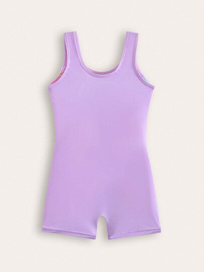 بدلة سباحة قطعة واحدة بطبعة نباتات استوائية وصدرية مع شورت، موضة جديدة للفتاة الشابة