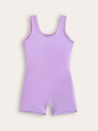 بدلة سباحة قطعة واحدة بطبعة نباتات استوائية وصدرية مع شورت، موضة جديدة للفتاة الشابة