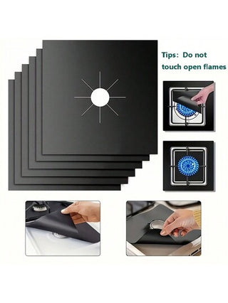 4 قطع/6 قطع من بطانة سطح الموقد المقاومة للزيت باللون الأسود، بطانة قابلة للغسيل، حامي لسطح الموقد، بطانة مقاومة للاتساخ والحرارة العالية ، مصنوعة من مادة PTFE، تناسب مواقد الغاز المنزلية