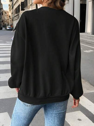 Frenchy بلوزة رياضية نسائية بلا حواف ذات ياقة دائرية واسعة مزينة بالفيونكة، موحد اللون، طبيعي وكاجوال، موسم خريف/شتاء