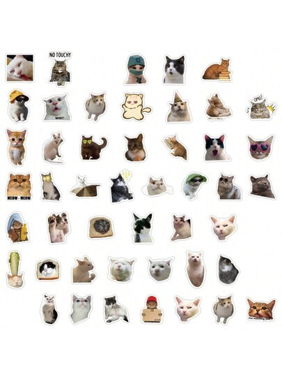 100 قطعة ملصقات قطط مضحكة ملصقات جمالية فينيل للتزيين مفكرة, كمبيوتر محمول, لوحة مقطورة, لوح التزلج, زجاجة مياه, حاسوب, هاتف, كرتون, قبعة صلبة, ملصقات وتصميمات سيارة, ملصقات قطط, ملصقات صور مضحكة للقطط, ملصقات كيوت