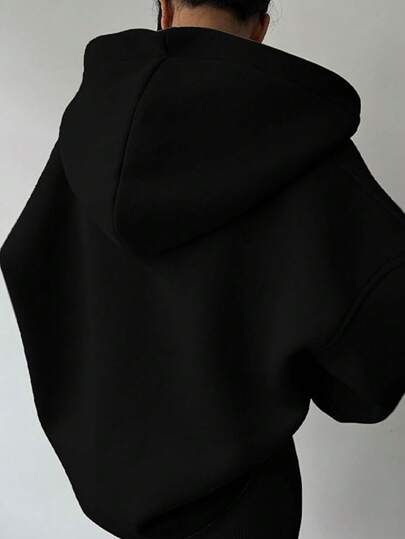 EZwear بلوفر نسائي كاجوال بأكمام طويلة فضفاضة مع كابوشون وجيوب