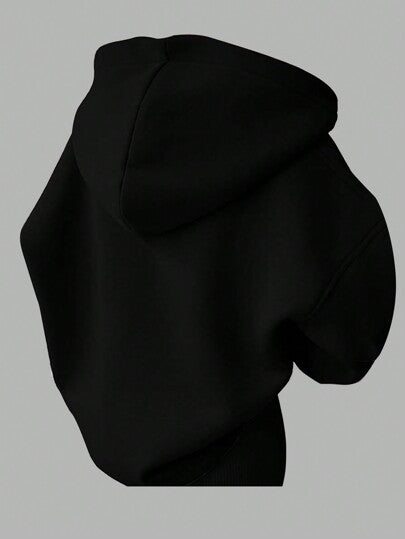 EZwear بلوفر نسائي كاجوال بأكمام طويلة فضفاضة مع كابوشون وجيوب