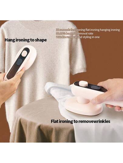 قطعة واحدة من الكواية الصغيرة - مكواة بخار محمولة، سريعة التسخين، خفيفة الوزن، ضرورية للسفر والإقامة بالجامعة والمنزل، كواية للملابس (أخضر، وردي)