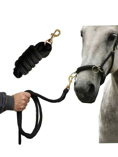 حبل قيادة الحصان مزدوج الضفيرة من النايلون، حبل قيادة الحصان، مع خطاف آمان