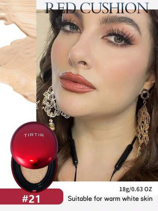 TIRTIR كريم أساس بخدة هواء مثبت دائم مرطب غير زيتي للمكياج لون 21 أبيض عاجي 18 جم