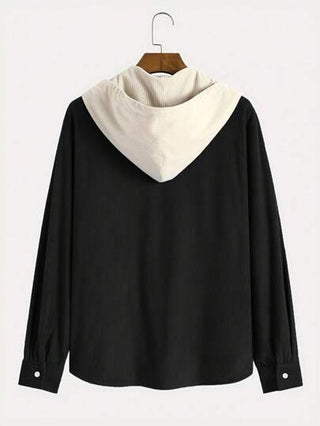 هوديي أكمام طويلة كتل لون المخمل للرجال