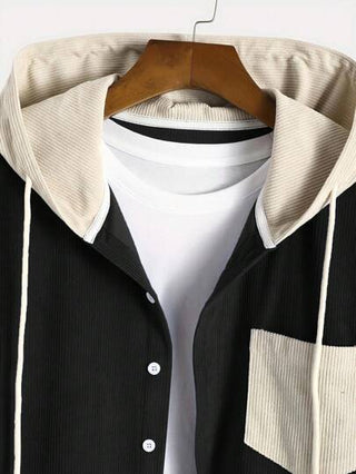 هوديي أكمام طويلة كتل لون المخمل للرجال