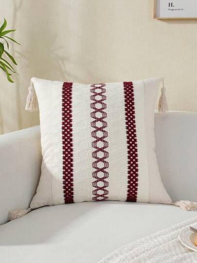 كسارة وسادة مزخرفة عربية زاهية اللون مع شراريب قطعة واحدة ، غطاء وسادة ديكوري للأريكة المنزلية