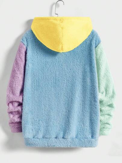 Manfinity RebelGame بلوزة رياضية كاجوال ذات أكمام طويلة وقبعة منسوجة قطعة واحدة لون متكتل للرجال موسم الخريف والشتاء